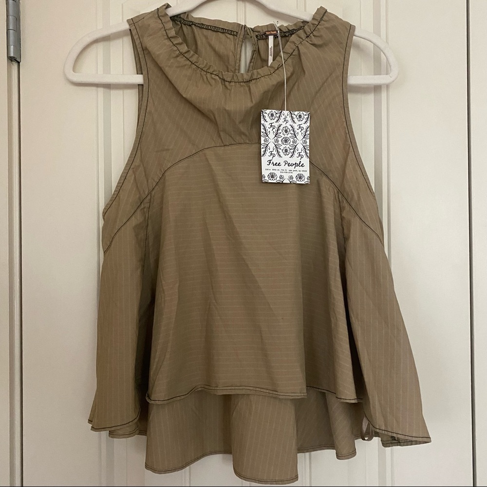 NWT Free People Carla Stripe Tank in Sage
